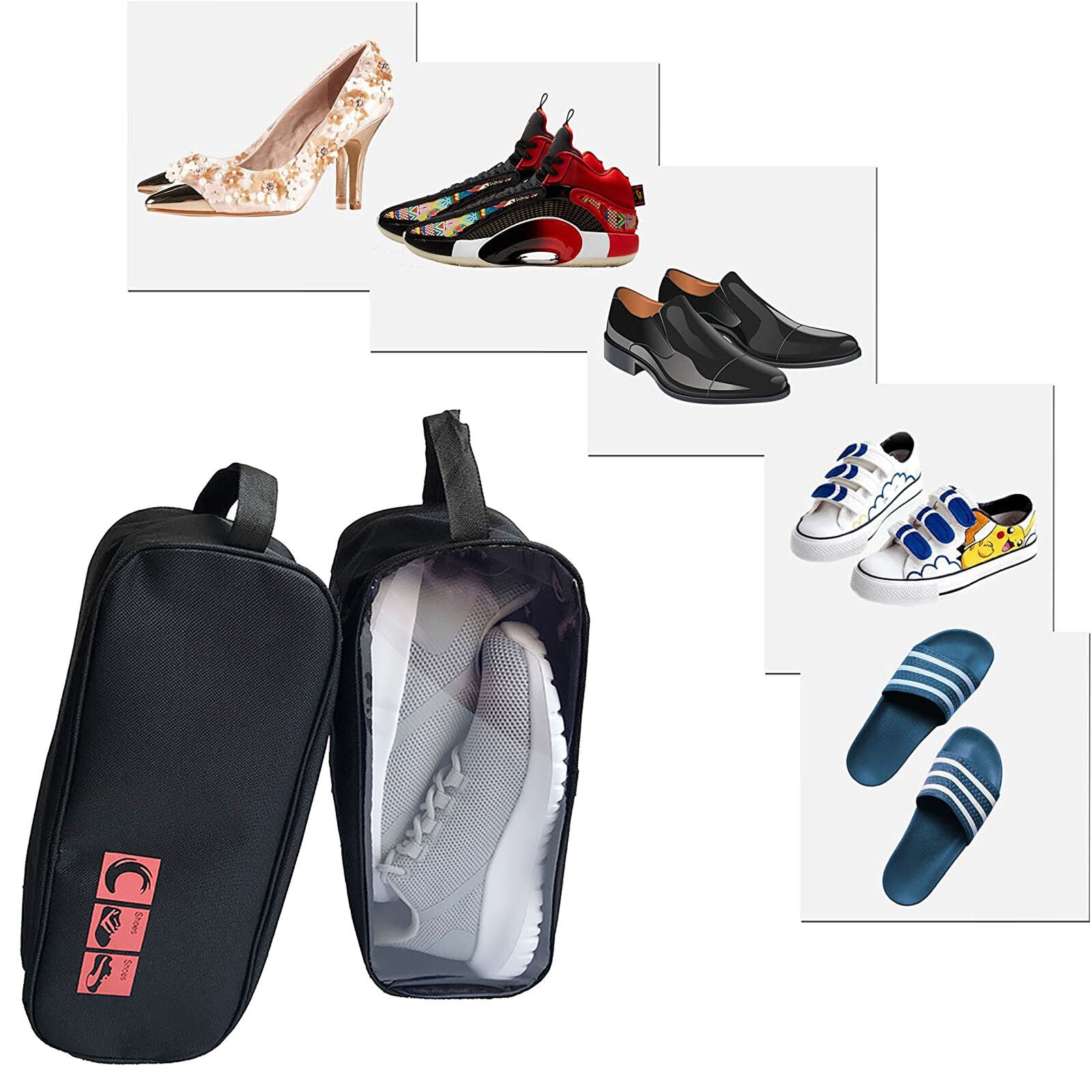 Portable Waterproof Shoe Bag with View Window 13cm High V178-67046
