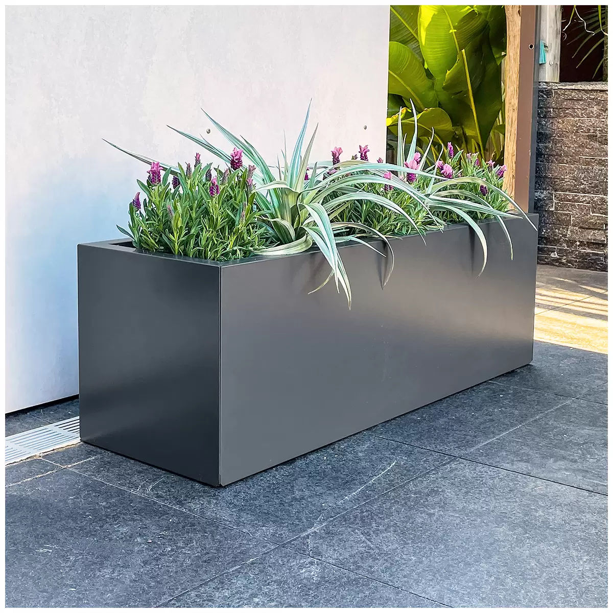 Metal Designer Planter Box 900 x 300 x 300mm Charcoal V178-67260
