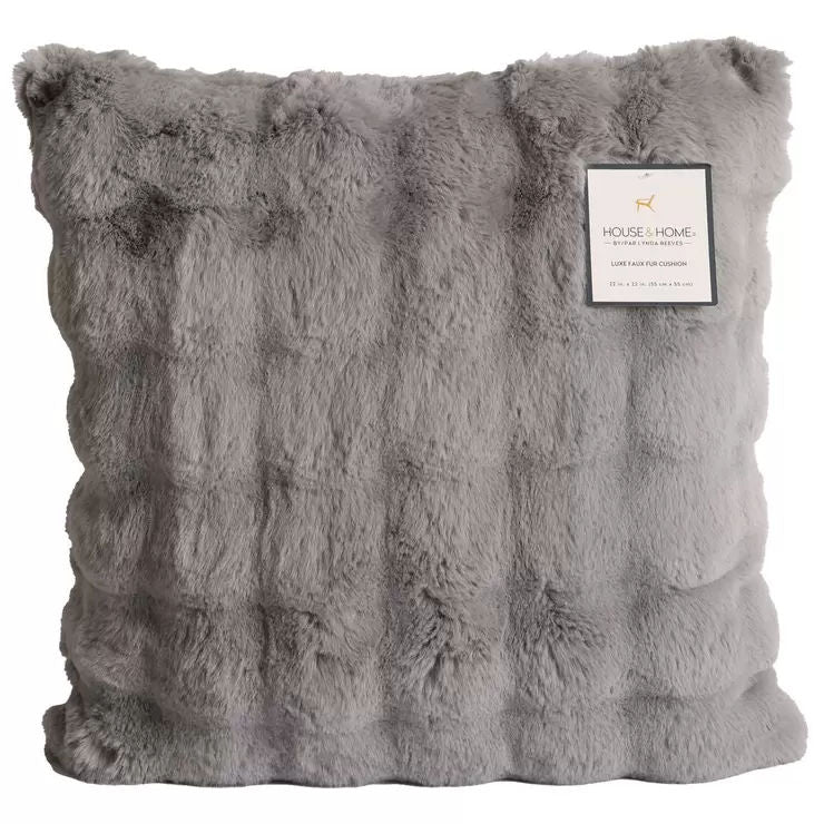 Luxe faux fur cushion 55 x 55cm grey V178-67280