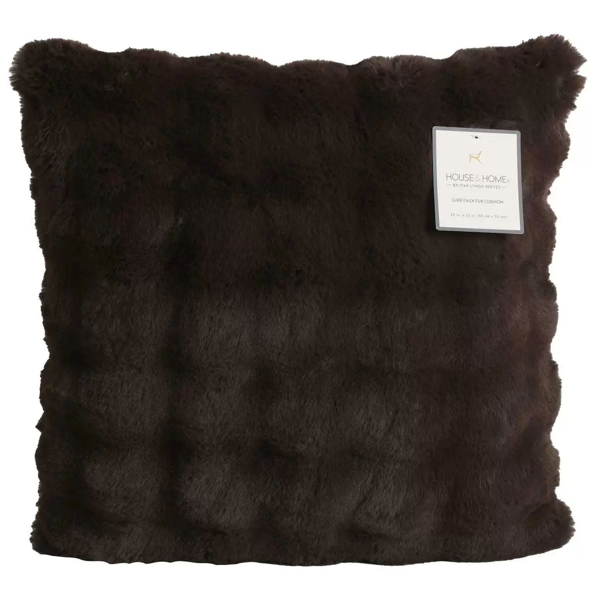 Luxe faux fur cushion 55 x 55cm dark brown V178-67282