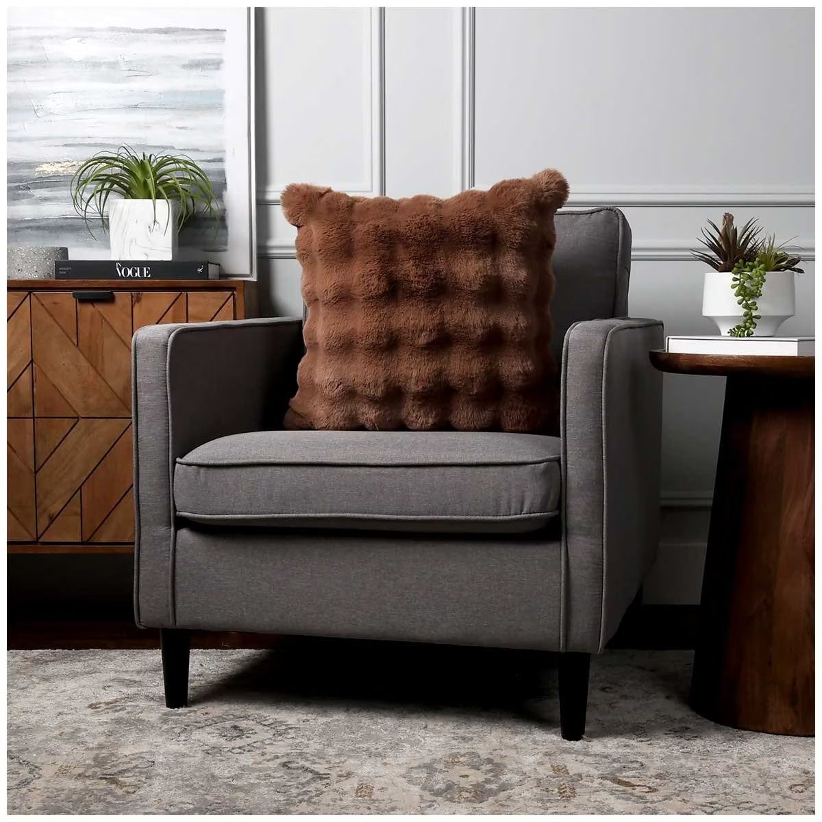 Luxe Faux Fur Cushion 55 x 55cm Light Brown V178-67283