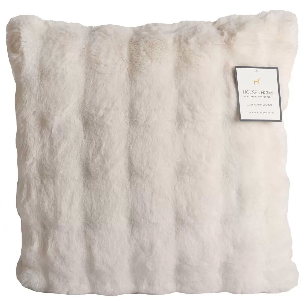 Luxe faux fur cushion 55 x 55cm ivory V178-67285
