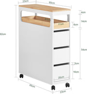 Storage Cart Narrow Cabinet Wheels Tray Drawers V178-67884