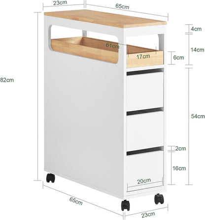 Storage Cart Narrow Cabinet Wheels Tray Drawers V178-67884