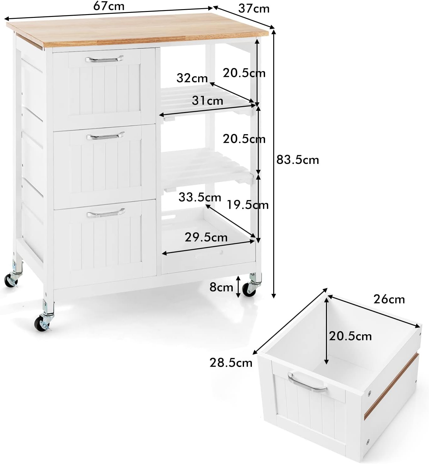 Kitchen Island on Wheels with Storage V178-68184