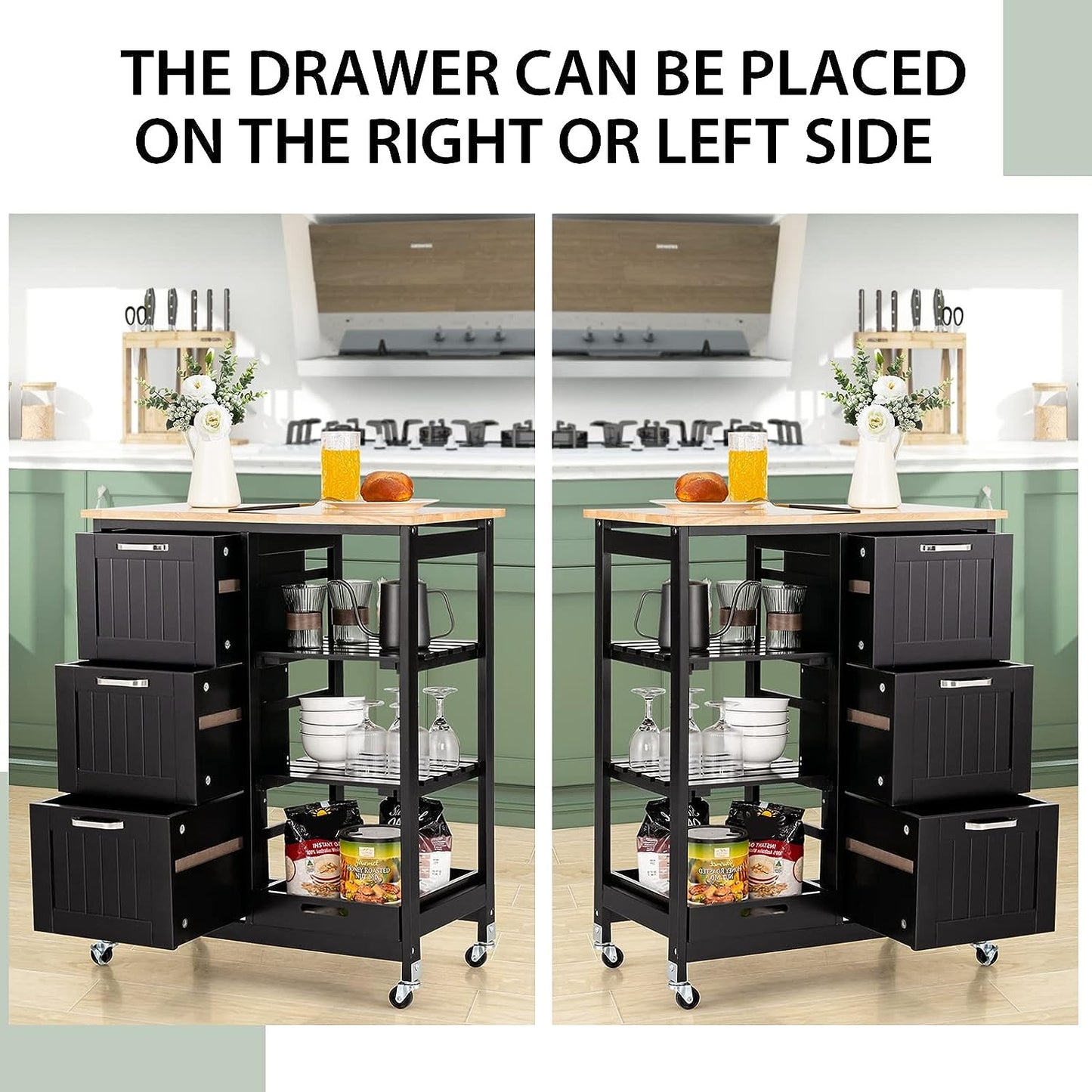 Kitchen Island Cart with Storage, Drawers, Shelves V178-68284