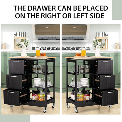 Kitchen Island Cart with Storage, Drawers, Shelves V178-68284