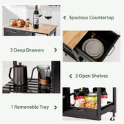 Kitchen Island Cart with Storage, Drawers, Shelves V178-68284