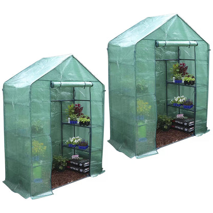 Walk-in Greenhouse 2 Tier Twin Pack, 195 x 143 x 73 cm V178-68901