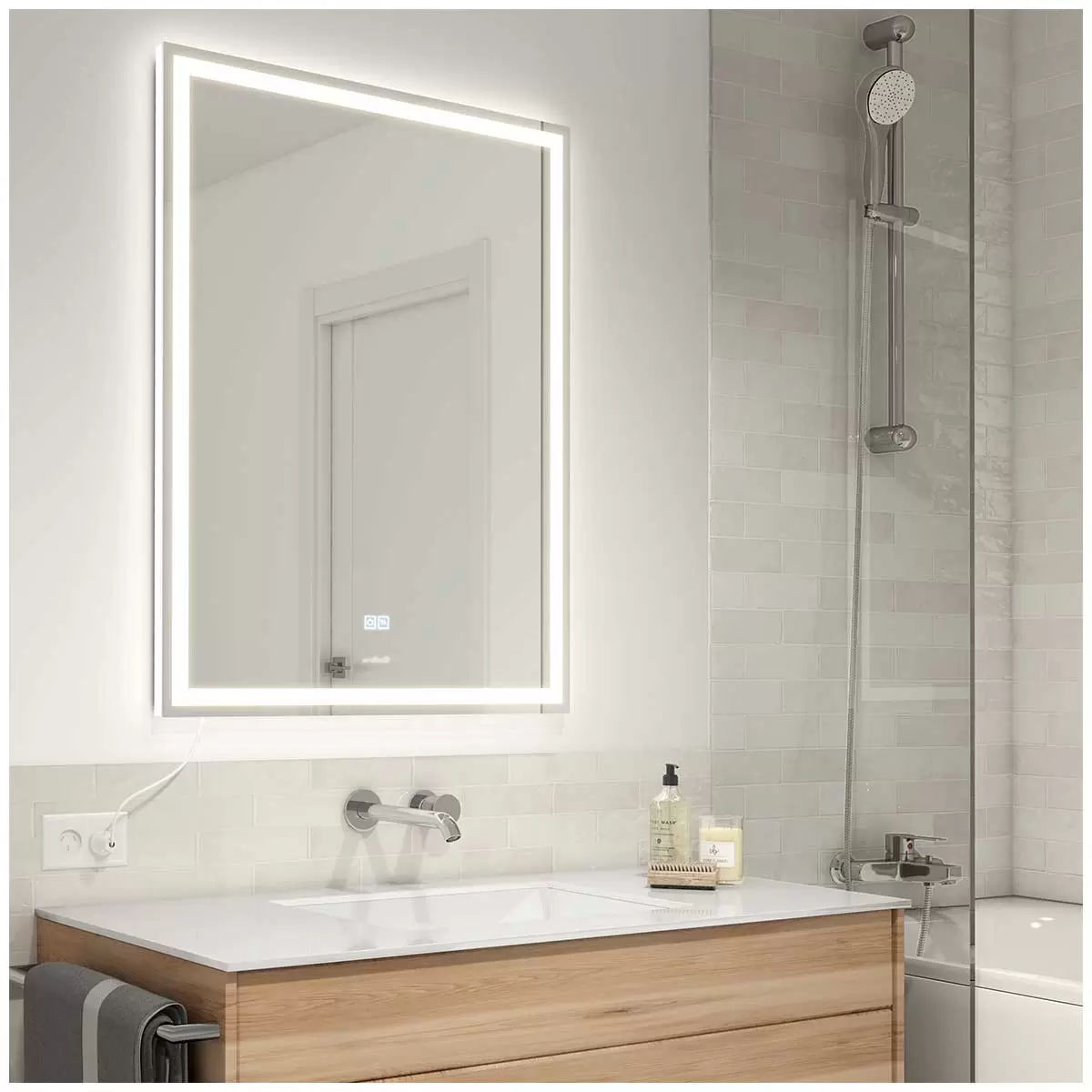 Aurea integrated led plug in wall mirror V178-68915