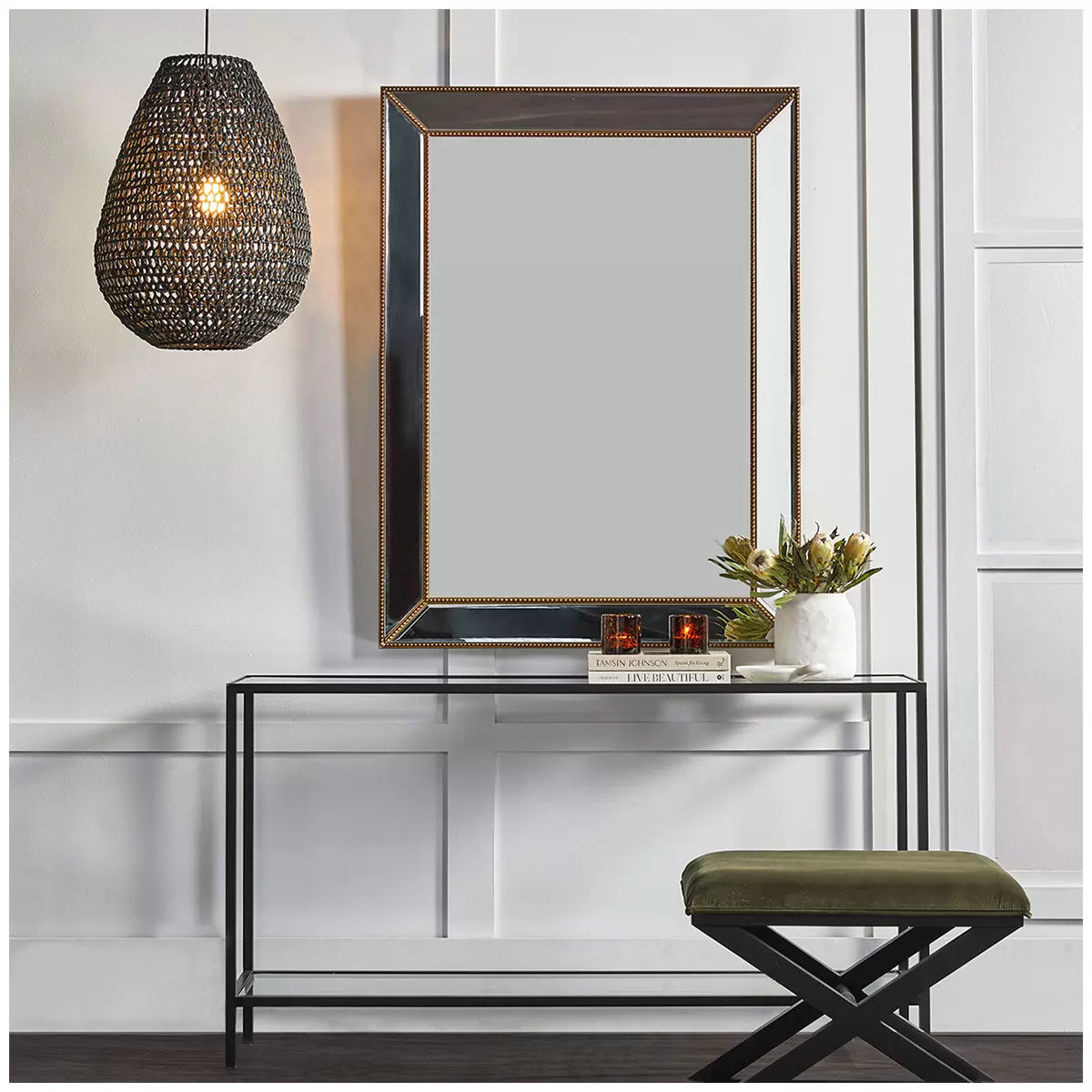 Zeta wall mirror large antique gold V178-68917