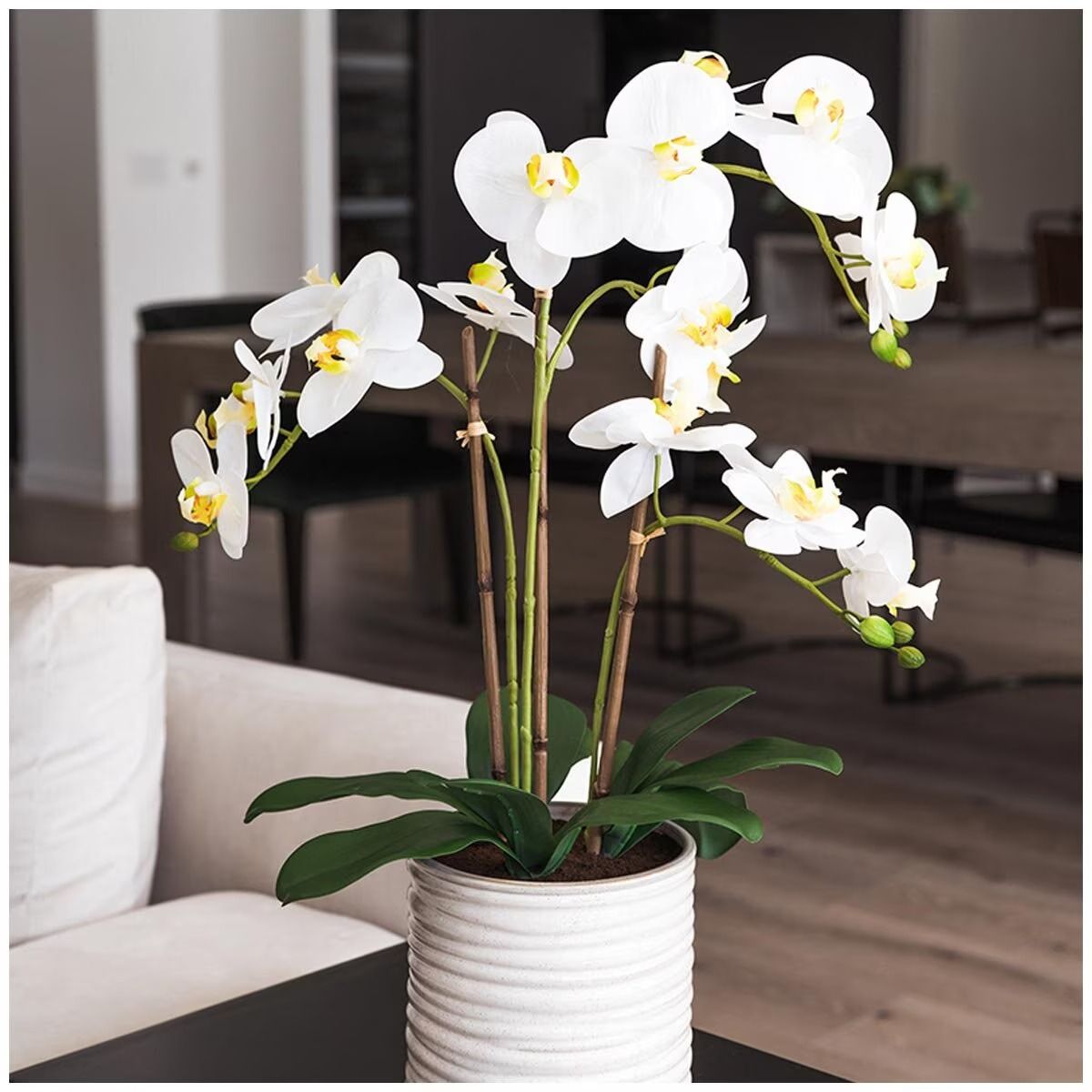 Artificial Orchid With Ribbed Pot 67cm V178-68919