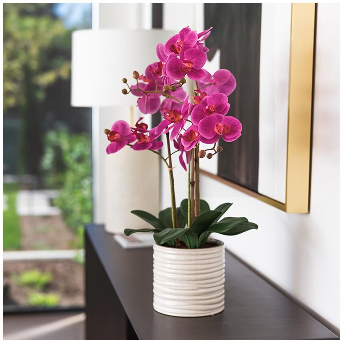 Artificial Orchid With Ribbed Pot 67cm Pink V178-68938