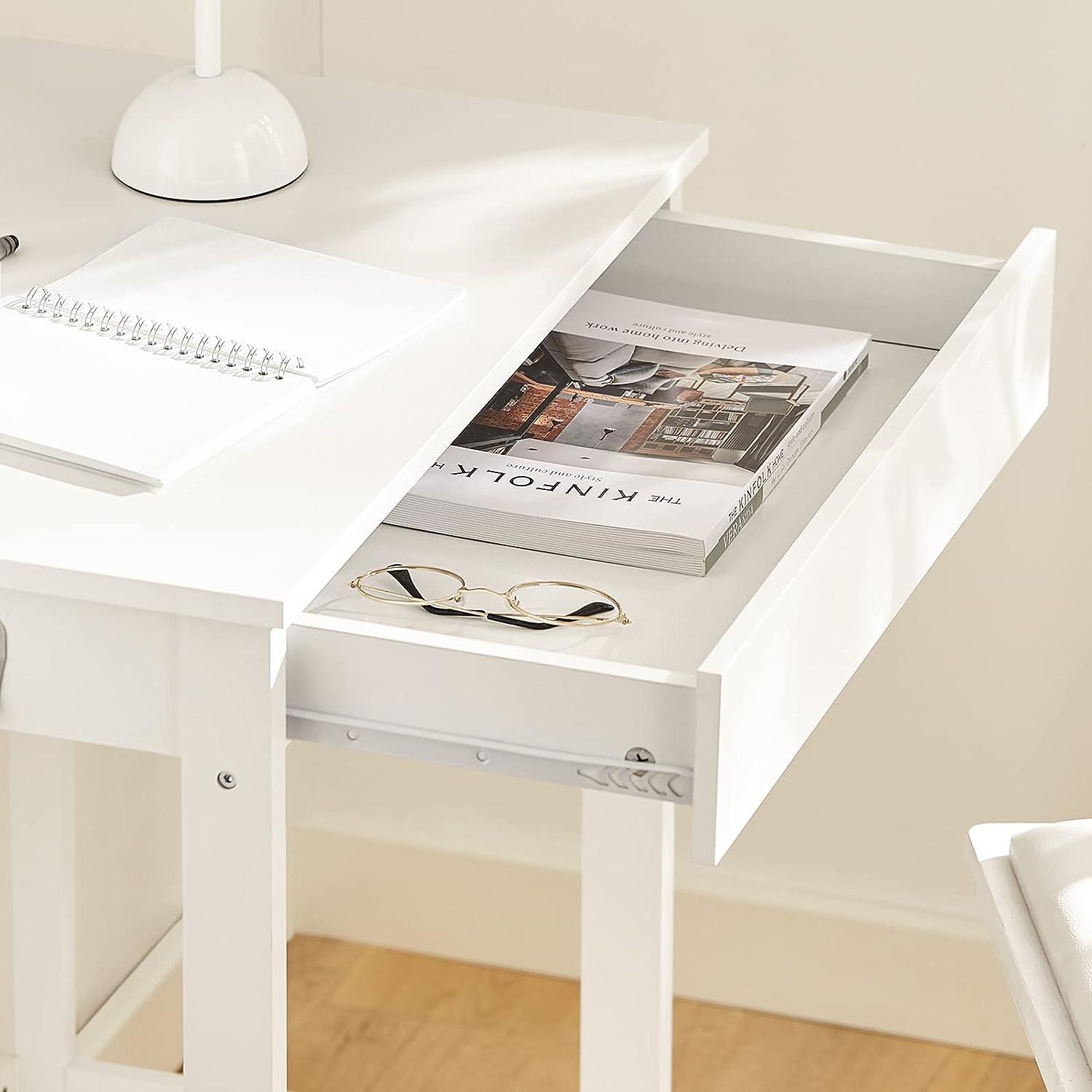 Small White Desk with Drawer Hooks V178-8184