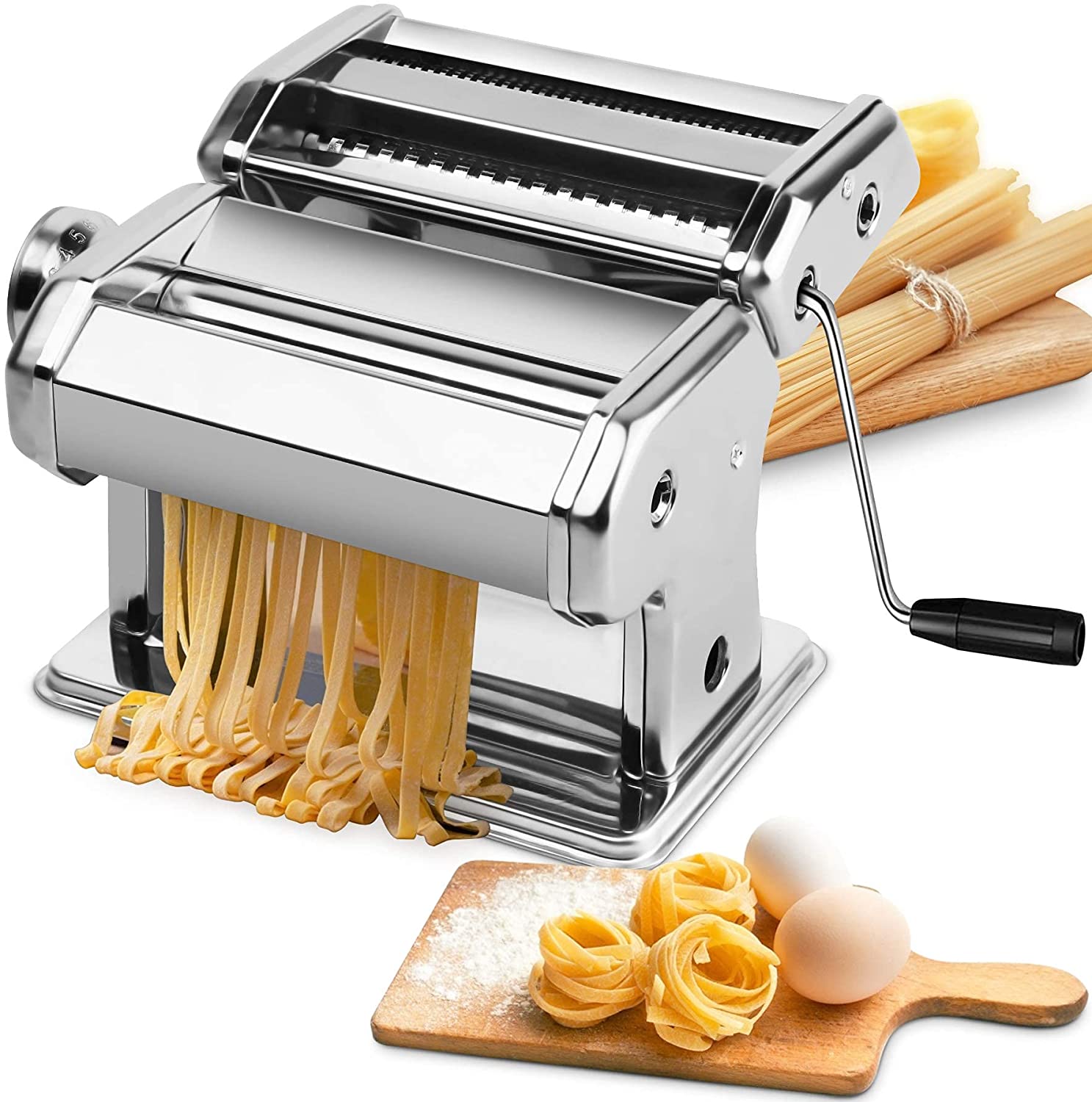 Pasta Maker Manual Steel Machine with 8 Adjustable Thickness Settings V178-82511