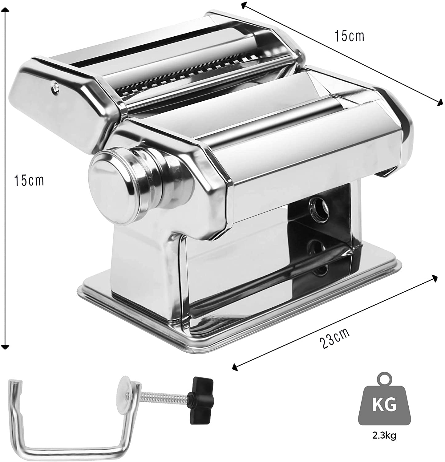 Pasta Maker Manual Steel Machine with 8 Adjustable Thickness Settings V178-82511