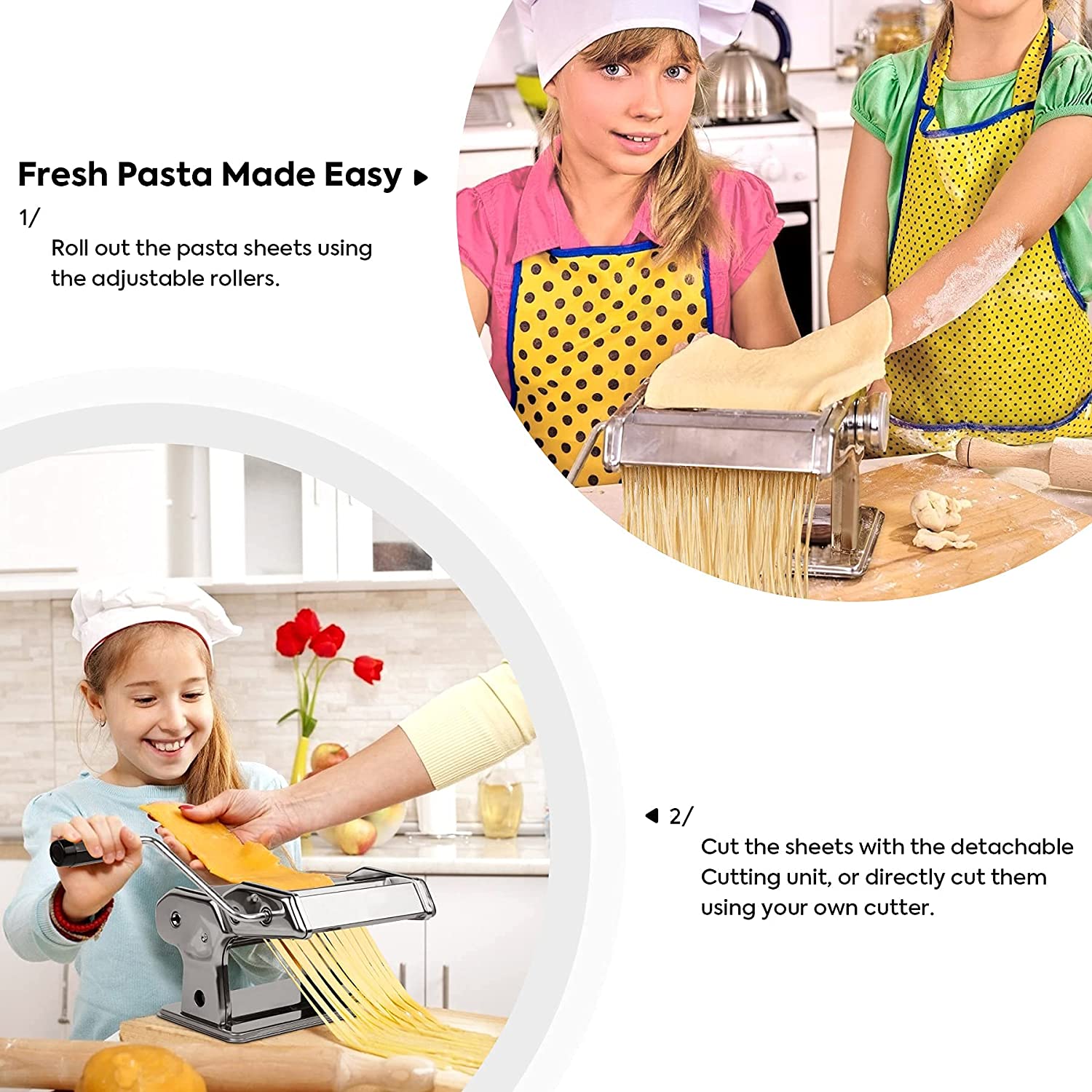 Pasta Maker Manual Steel Machine with 8 Adjustable Thickness Settings V178-82511