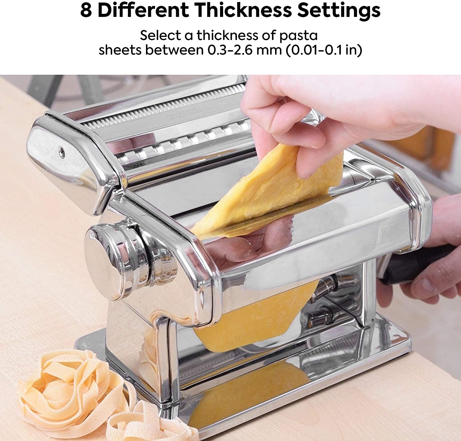Pasta Maker Manual Steel Machine with 8 Adjustable Thickness Settings V178-82511