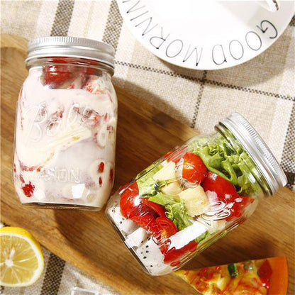 12 Pieces Canning Jars - 480ml Mason Jar Empty Glass Spice Bottles with Airtight Lids and Labels V178-82528