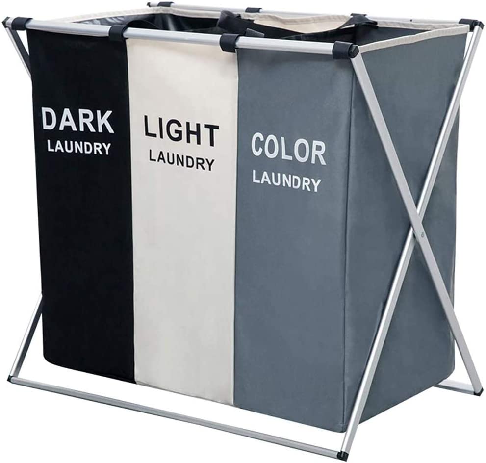 3 in 1 Large 135L Laundry Clothes Hamper Basket with Waterproof bags and Aluminum Frame (Multi) V178-83102