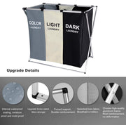 3 in 1 Large 135L Laundry Clothes Hamper Basket with Waterproof bags and Aluminum Frame (Multi) V178-83102