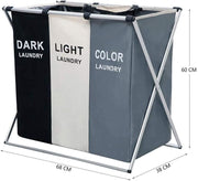 3 in 1 Large 135L Laundry Clothes Hamper Basket with Waterproof bags and Aluminum Frame (Multi) V178-83102