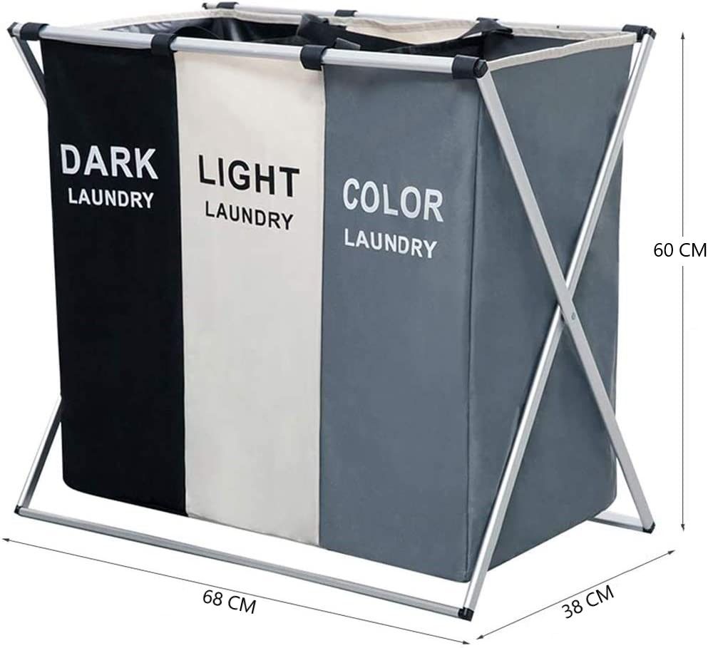 3 in 1 Large 135L Laundry Clothes Hamper Basket with Waterproof bags and Aluminum Frame (Multi) V178-83102