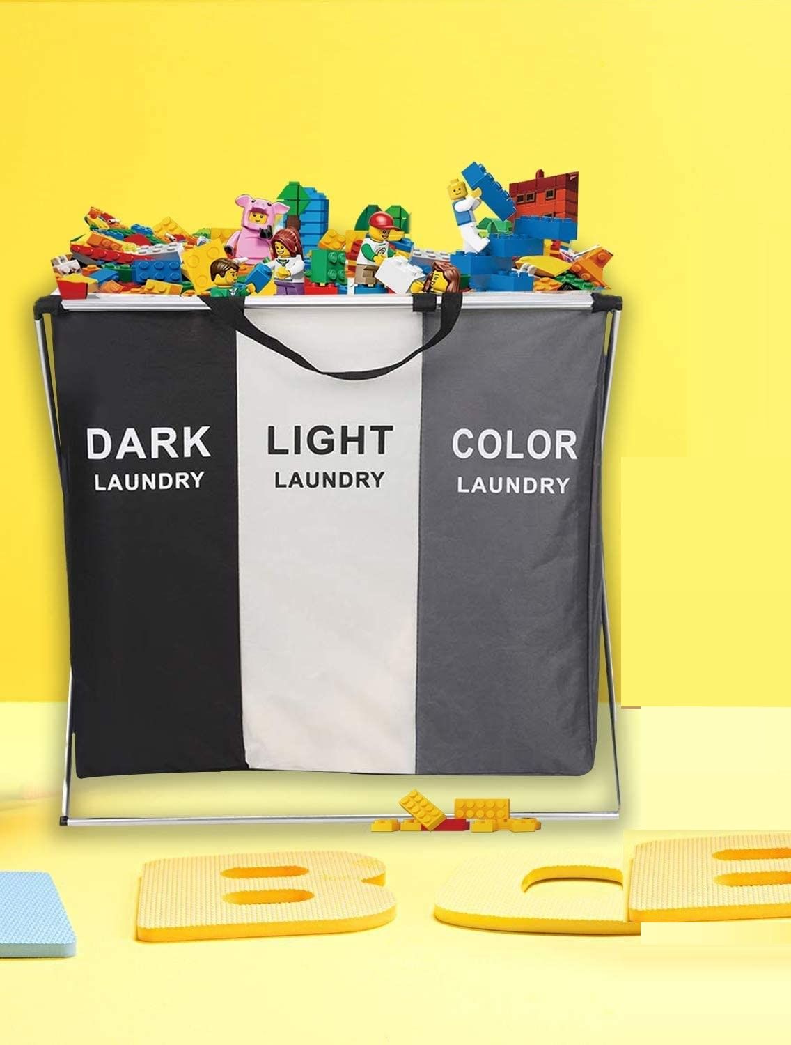 3 in 1 Large 135L Laundry Clothes Hamper Basket with Waterproof bags and Aluminum Frame (Multi) V178-83102