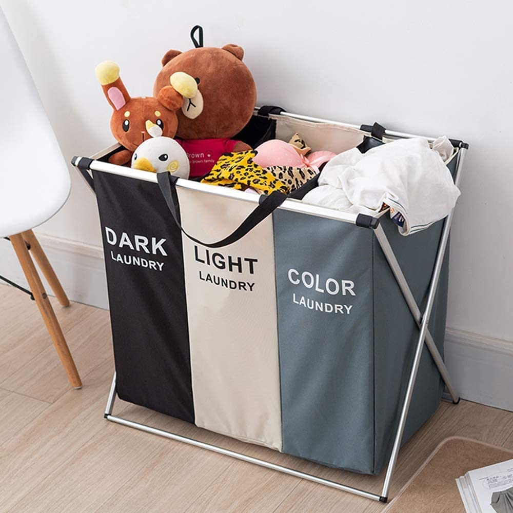3 in 1 Large 135L Laundry Clothes Hamper Basket with Waterproof bags and Aluminum Frame (Multi) V178-83102