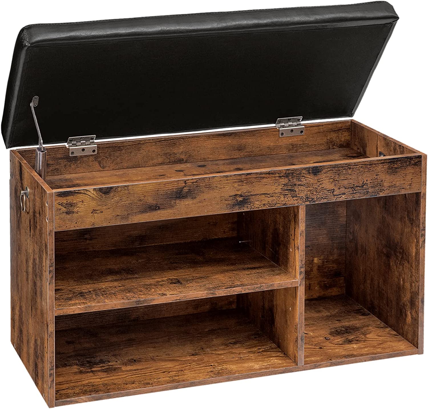 Shoe Storage Bench with Padded Cushion,Flip-Open Storage Box and Adjustable Shelf for Entryway and Living Room V178-83171