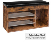 Shoe Storage Bench with Padded Cushion,Flip-Open Storage Box and Adjustable Shelf for Entryway and Living Room V178-83171
