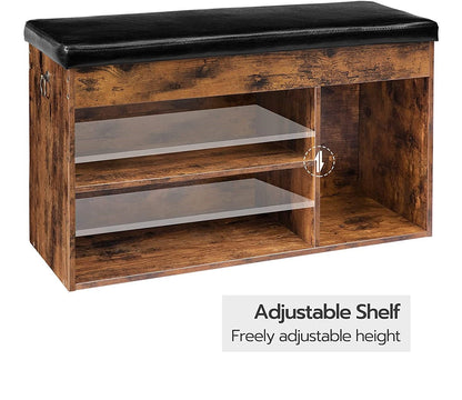Shoe Storage Bench with Padded Cushion,Flip-Open Storage Box and Adjustable Shelf for Entryway and Living Room V178-83171
