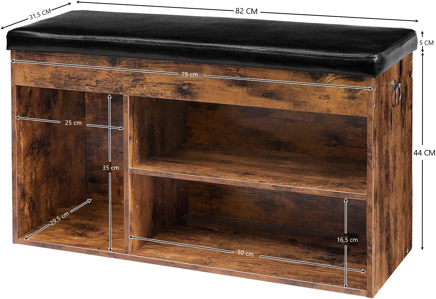 Shoe Storage Bench with Padded Cushion,Flip-Open Storage Box and Adjustable Shelf for Entryway and Living Room V178-83171