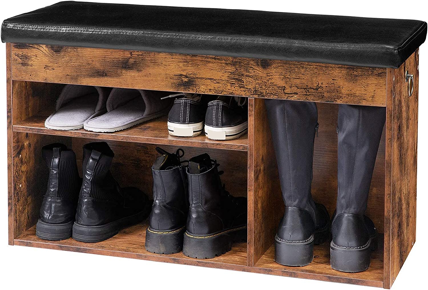 Shoe Storage Bench with Padded Cushion,Flip-Open Storage Box and Adjustable Shelf for Entryway and Living Room V178-83171