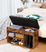 Shoe Storage Bench with Padded Cushion,Flip-Open Storage Box and Adjustable Shelf for Entryway and Living Room V178-83171