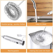 Silver Rechargeable Electric Milk Frother Handheld (3 Speeds) V178-83518