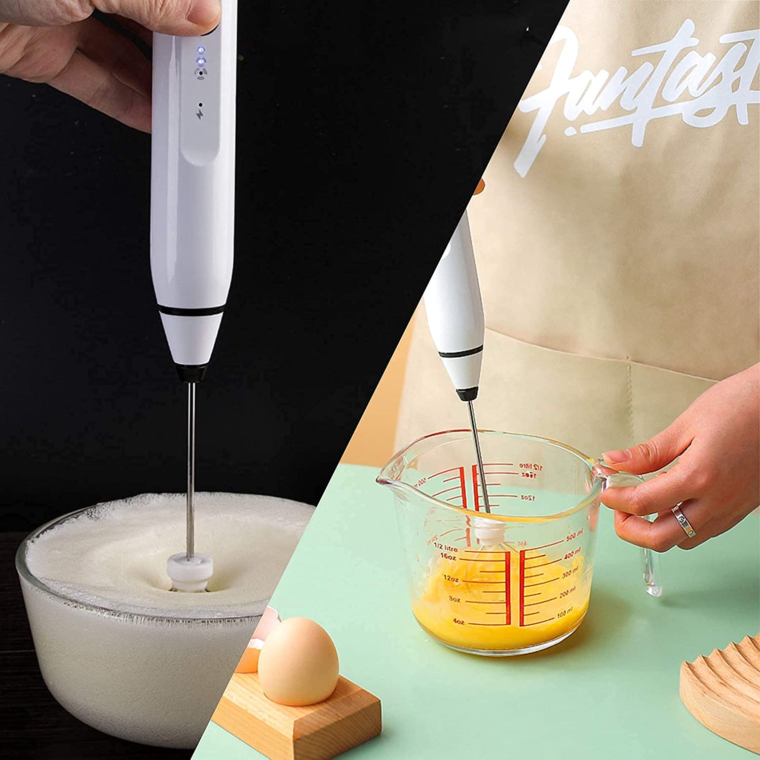 Silver Rechargeable Electric Milk Frother Handheld (3 Speeds) V178-83518