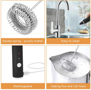 Black Rechargeable Electric Milk Frother Handheld (3 Speeds) V178-83525