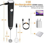 Black Rechargeable Electric Milk Frother Handheld (3 Speeds) V178-83525