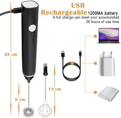 Black Rechargeable Electric Milk Frother Handheld (3 Speeds) V178-83525