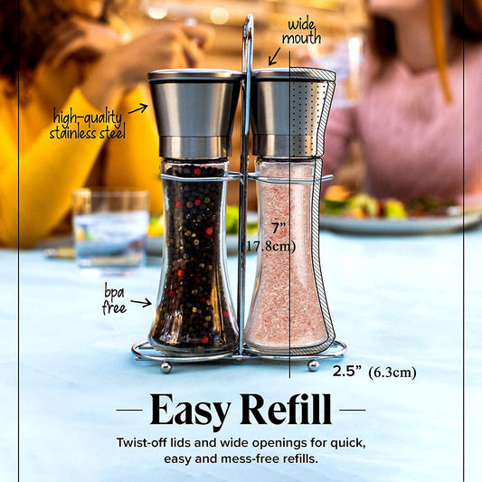 Modern Stainless Steel Salt and Pepper Grinder Set V178-83624