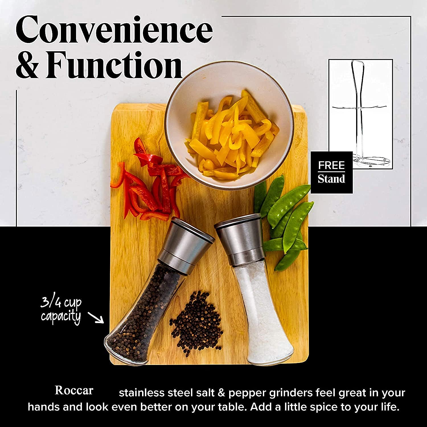 Modern Stainless Steel Salt and Pepper Grinder Set V178-83624