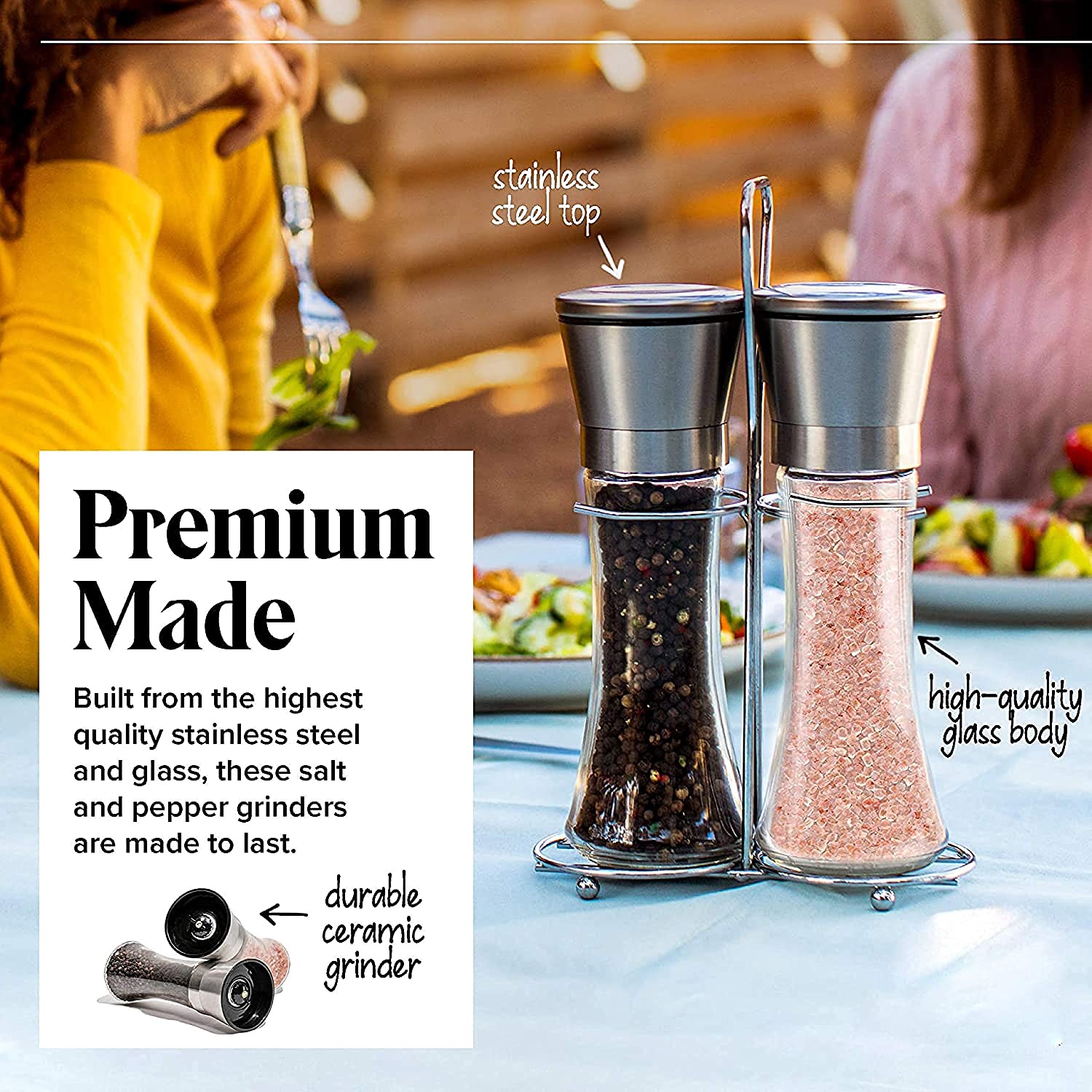 Modern Stainless Steel Salt and Pepper Grinder Set V178-83624