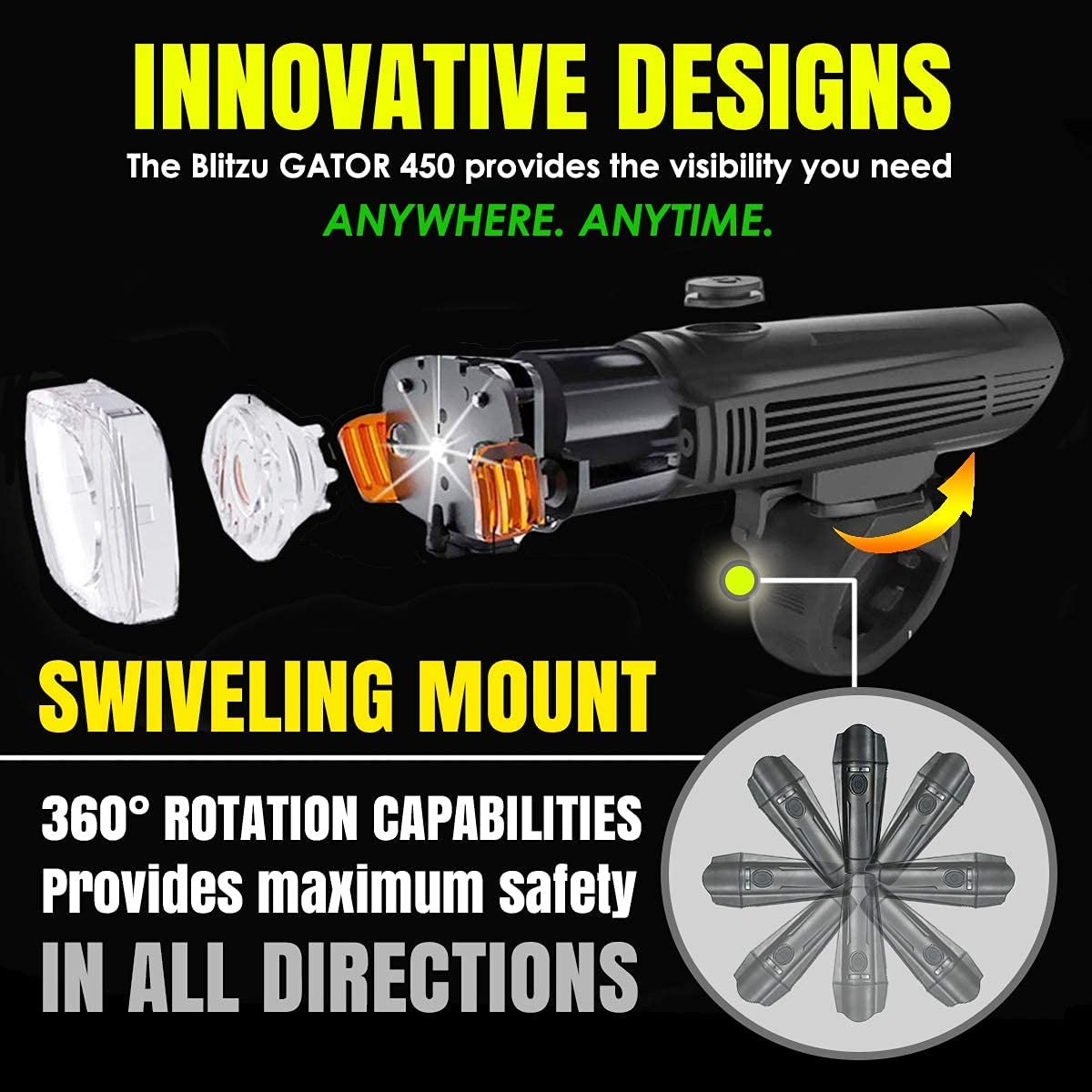 Waterproof Rechargeable LED Bike Lights Set (2000mah Lithium Battery, IPX4, 2 USB Cables) V178-83631
