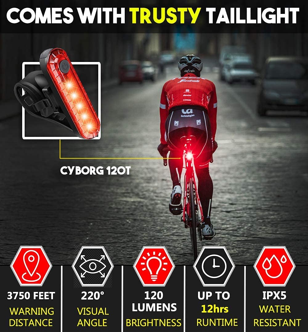 Waterproof Rechargeable LED Bike Lights Set (2000mah Lithium Battery, IPX4, 2 USB Cables) V178-83631