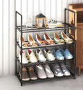 4-Tier Stainless Steel Shoe Rack Storage Organizer to Hold up to 15 Pairs of Shoes (55cm, Black) V178-84004