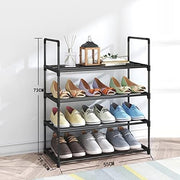 4-Tier Stainless Steel Shoe Rack Storage Organizer to Hold up to 15 Pairs of Shoes (55cm, Black) V178-84004