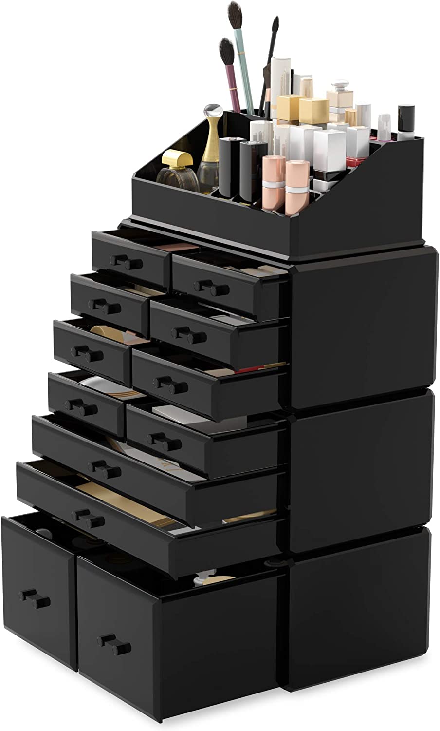Makeup Cosmetic Organizer Storage with 12 Drawers Display Boxes (Black) V178-84123