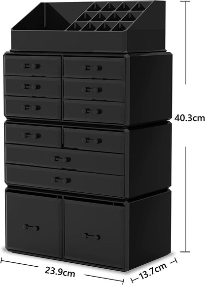 Makeup Cosmetic Organizer Storage with 12 Drawers Display Boxes (Black) V178-84123