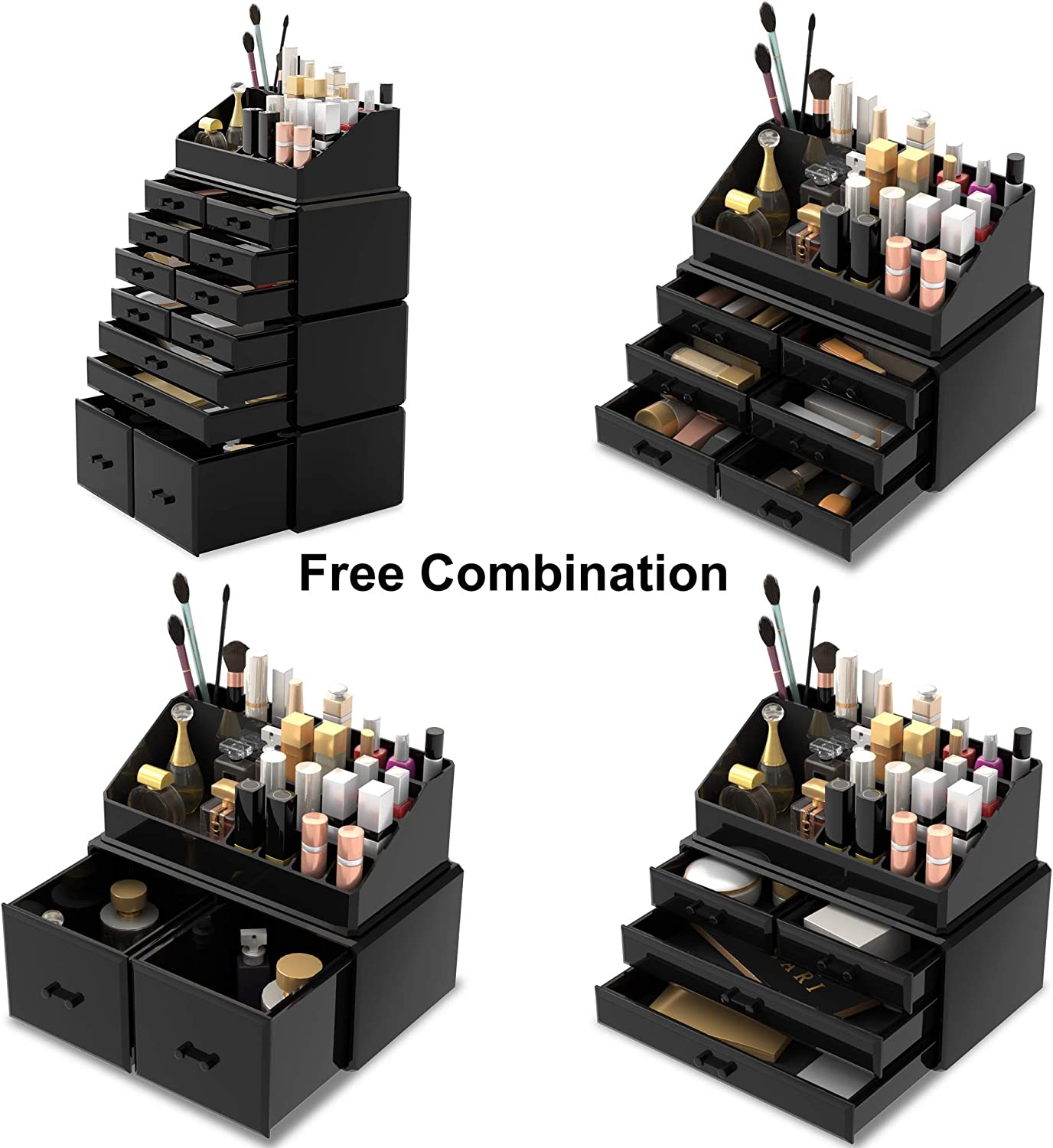 Makeup Cosmetic Organizer Storage with 12 Drawers Display Boxes (Black) V178-84123